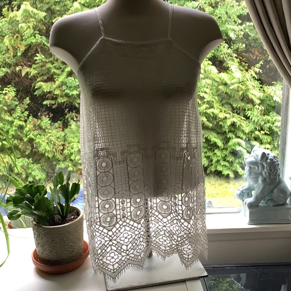 Rebellion Boho Lace Spaghetti Strap Top Beautiful in White Color - Picture 2 of 4